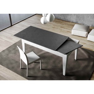 Tavolo allungabile 90x120/180 cm Cico Mix piano Antracite Spatolato - base Bianco Spatolato