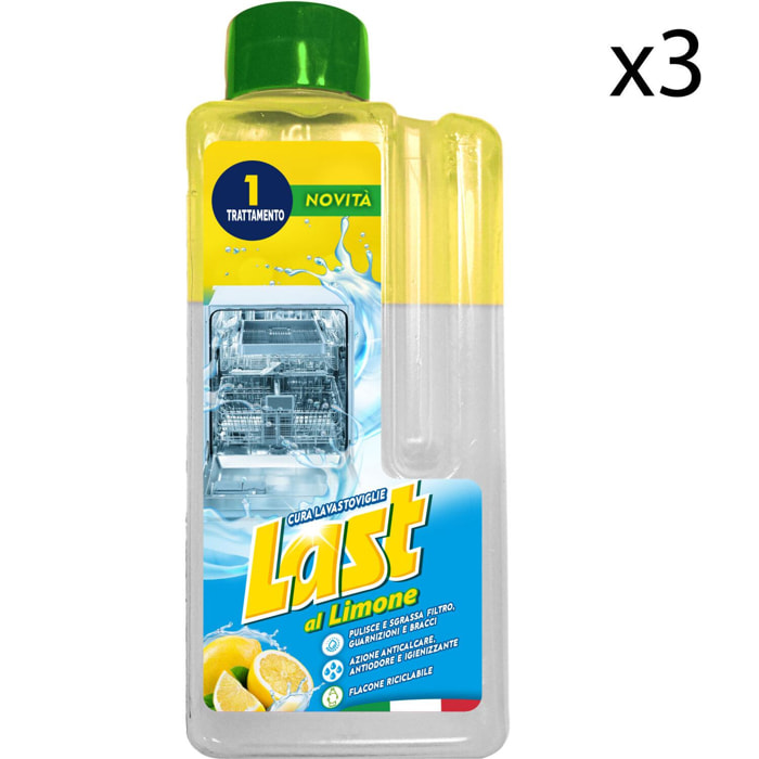 3x Last Gel Cura Lavastoviglie Liquido Igienizzante Anticalcare al Limone - 3 Flaconi da 250ml