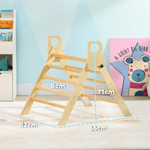 Triángulo de Escalada de Madera Plegable Escalada para Niños de 18-48 Meses para Cultivar Habilidades de Equilibrio y Coordinación 82x66x71 cm Natural