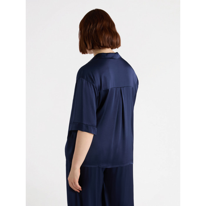 Fiorella Rubino - Camisa de satén elástico - Azul