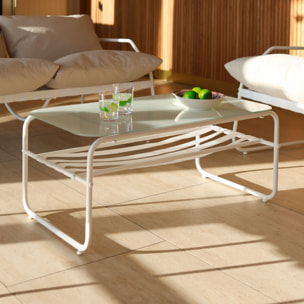 Salon de jardin blanc 4 places en acier   FLORENCE
