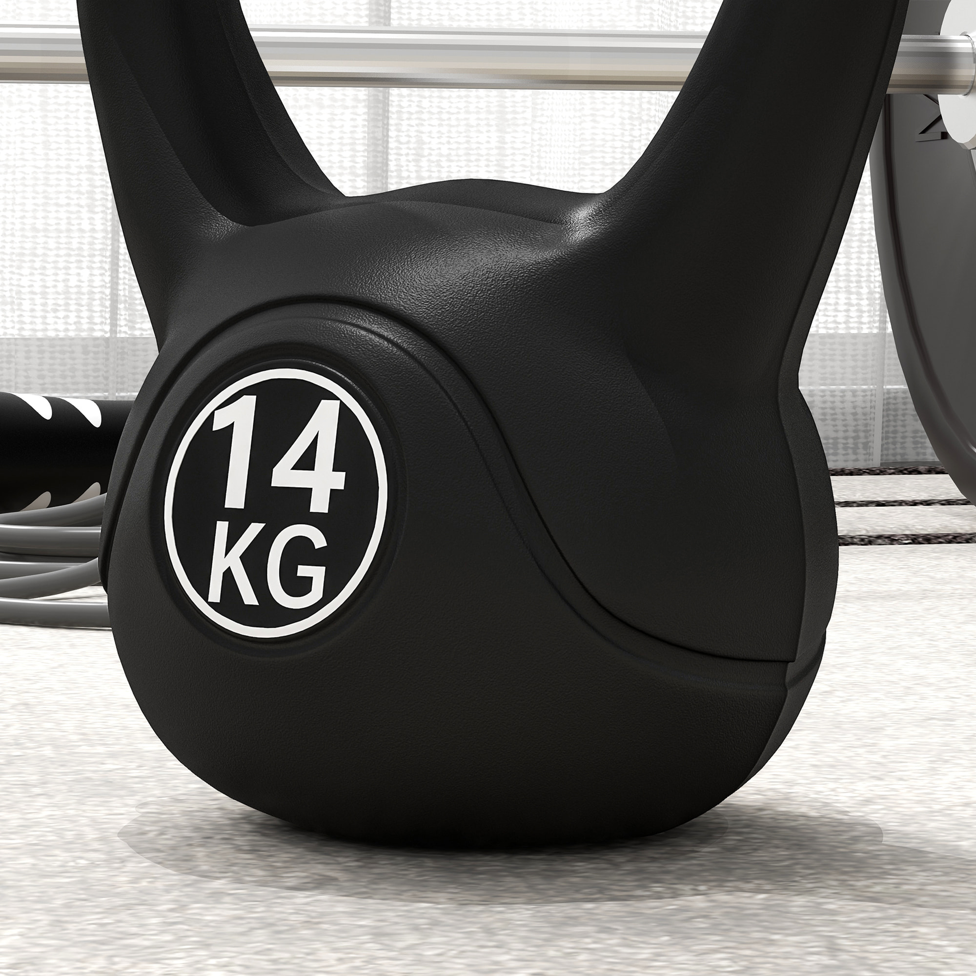 Pesa Rusa de 14 kg Kettlebell de Fiteness Relleno de Arena con Mango Ancho Antideslizante para Ejercicios y Entrenamiento en Casa y Gimnasio 26x18x32 cm Negro