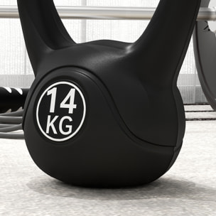 Pesa Rusa de 14 kg Kettlebell de Fiteness Relleno de Arena con Mango Ancho Antideslizante para Ejercicios y Entrenamiento en Casa y Gimnasio 26x18x32 cm Negro