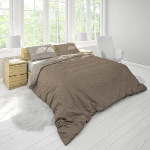 Intrecci - Set Copripiumino, 100% Flanella di Cotone, Morbido e Caldo, Sacco Copripiumino 1 Federa/e, Effetto Tinto in Filo, Double Face, Una Piazza e Mezza