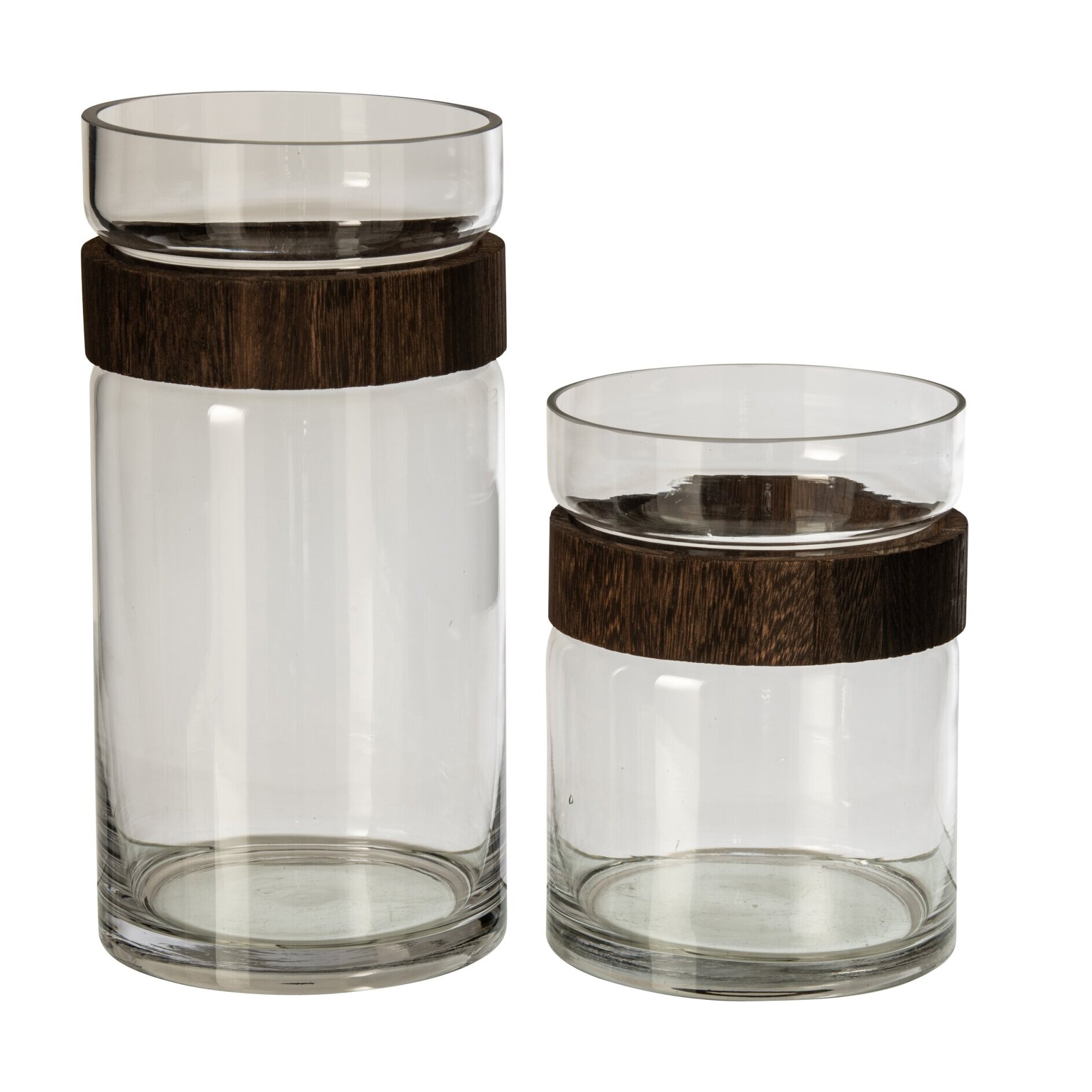 J-Line vase cylindre - verre - marron foncé/transparent - large