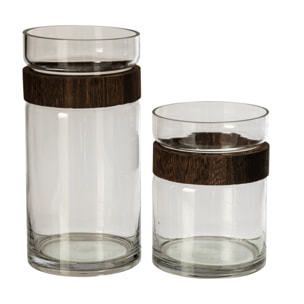 J-Line vase cylindre - verre - marron foncé/transparent - large