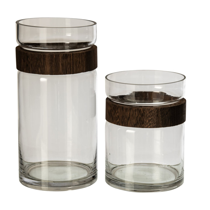 J-Line vase cylindre - verre - marron foncé/transparent - large