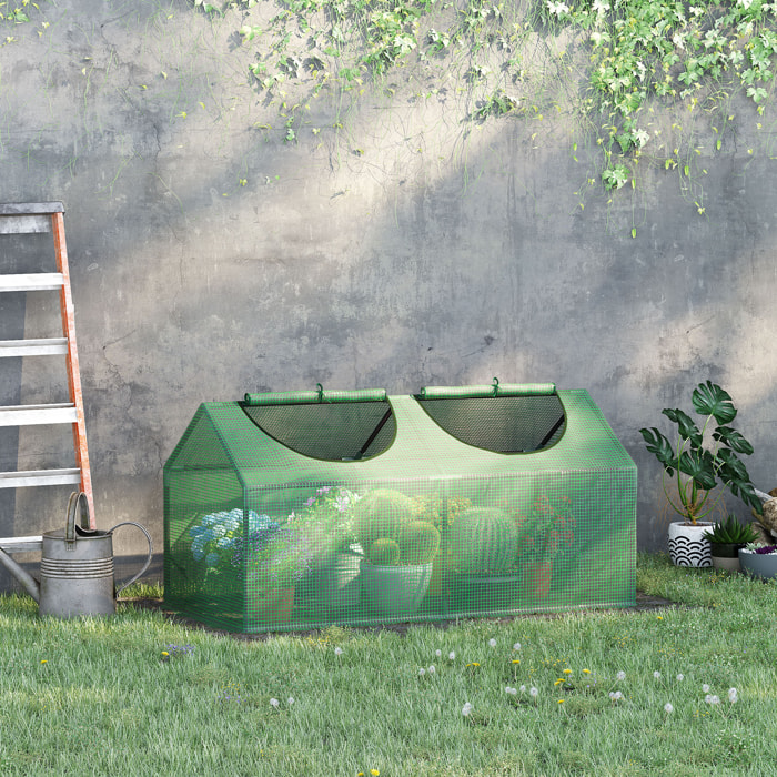 Invernadero de Terraza 120x60x60 cm Caseta de Jardín Acero con 2 Ventanas Enrollables Vivero Casero para Cultivo de Plantas Verduras Flores Verde