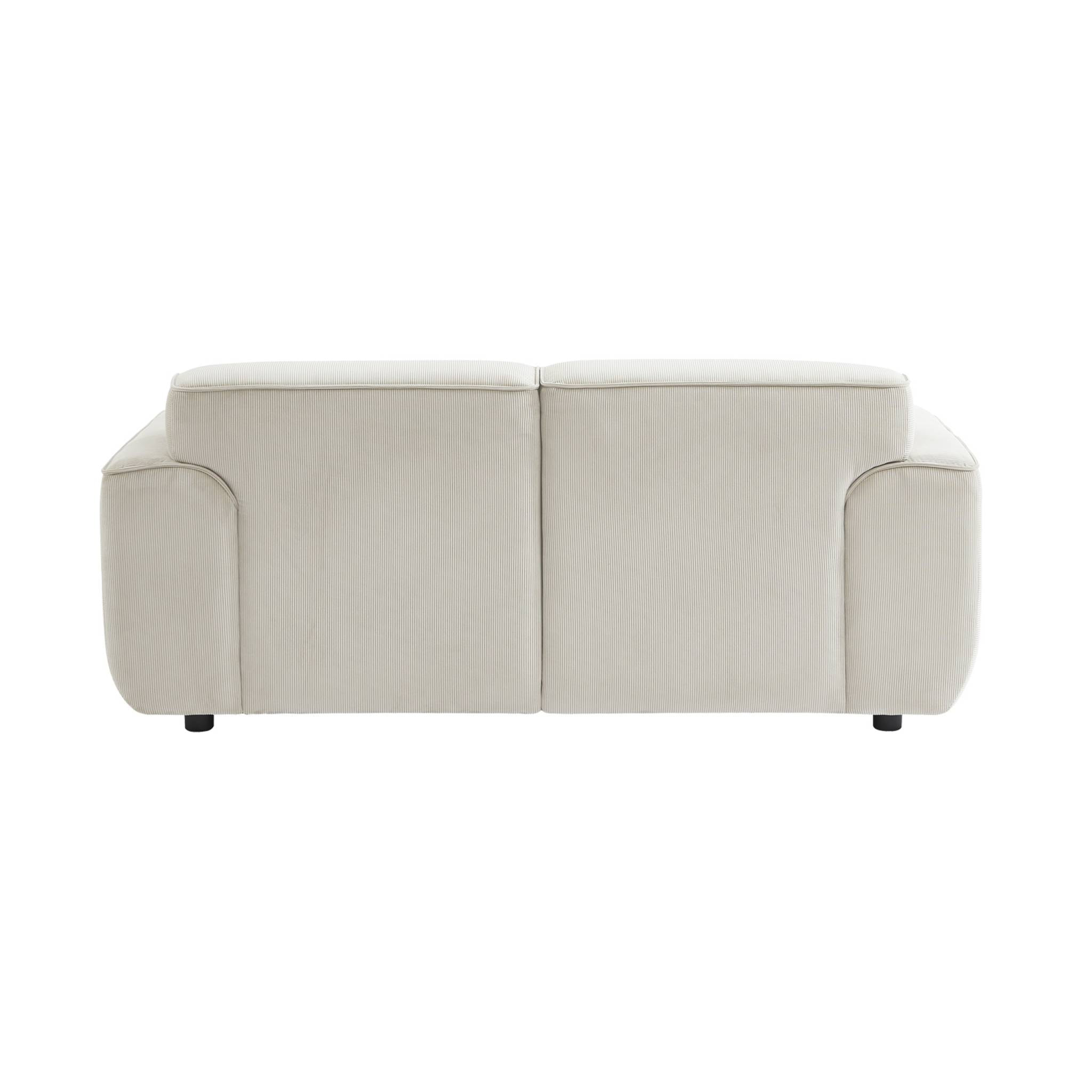 Canapé Wallas. 2 places. tissu velours côtelé blanc crème L 180 x P 98 x H 73cm