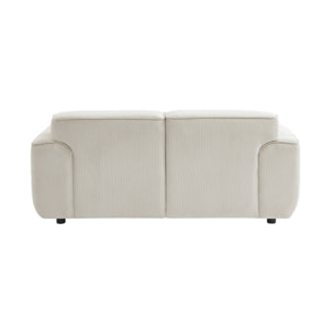 Canapé Wallas. 2 places. tissu velours côtelé blanc crème L 180 x P 98 x H 73cm