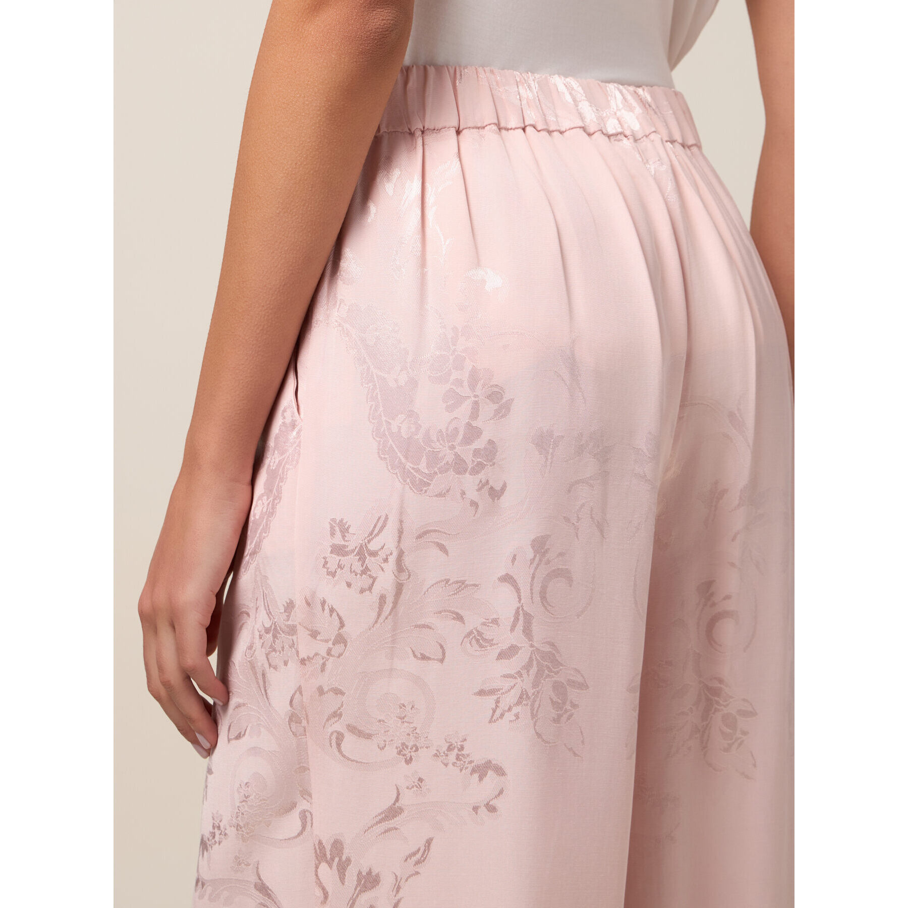 Oltre - Pantalones palazzo jacquard - Rosa