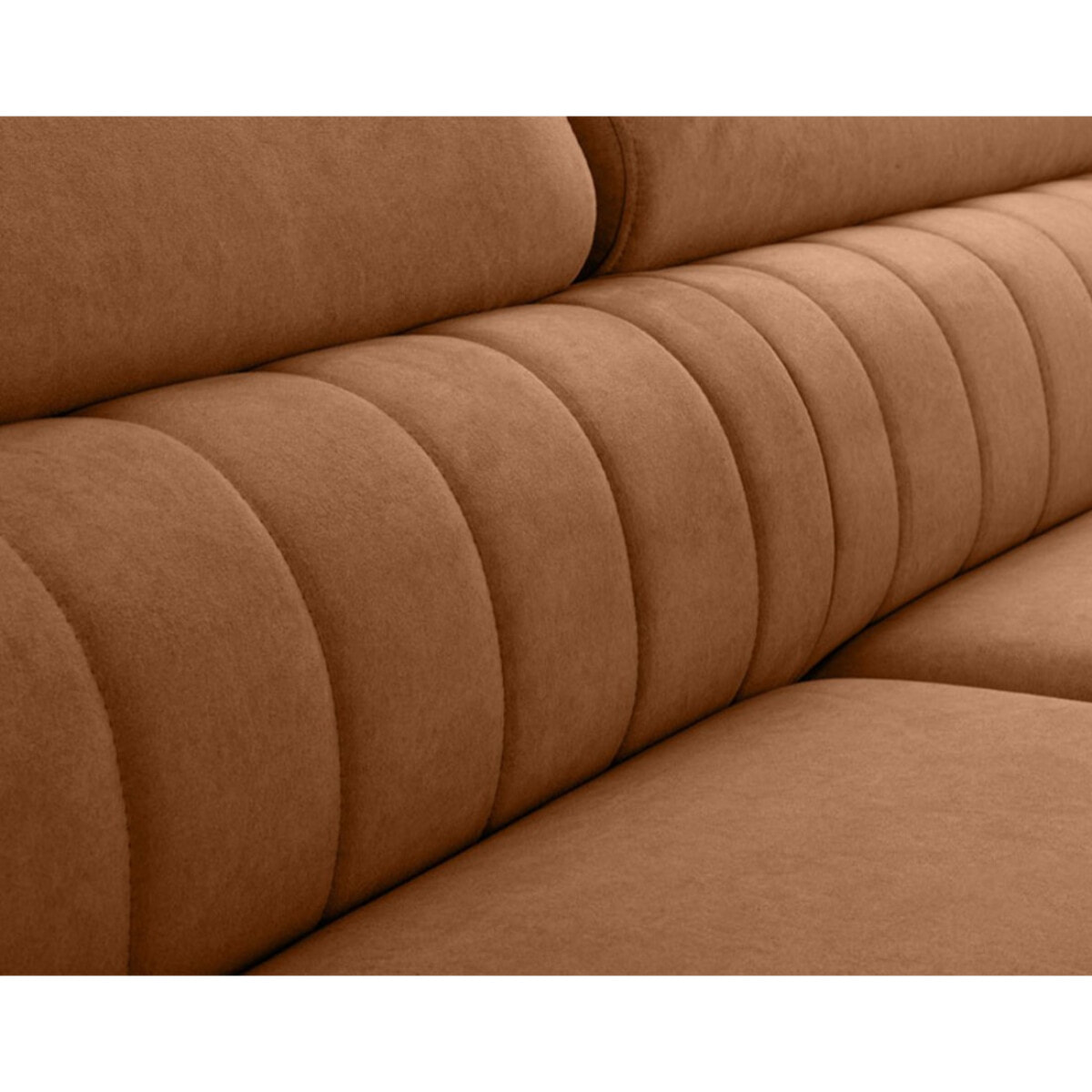 Aneta - canapé d'angle droit 5 places - convertible avec coffre et têtières - en velours - Terracotta