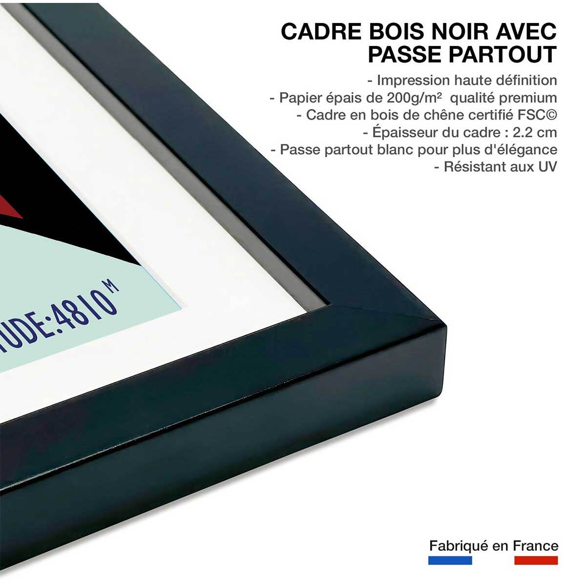 Affiche Terminus chamonix 4810m Affiche sous cadre noir