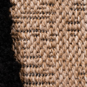 PALMA - Tapis aspect jute à motif ligne en relief - Noir