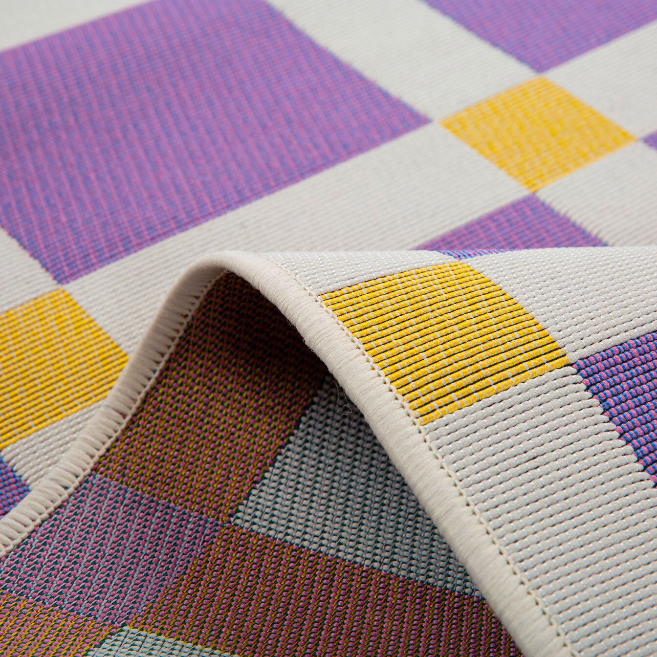 POSITANO - Tapis intérieur/extérieur à motif damier violet