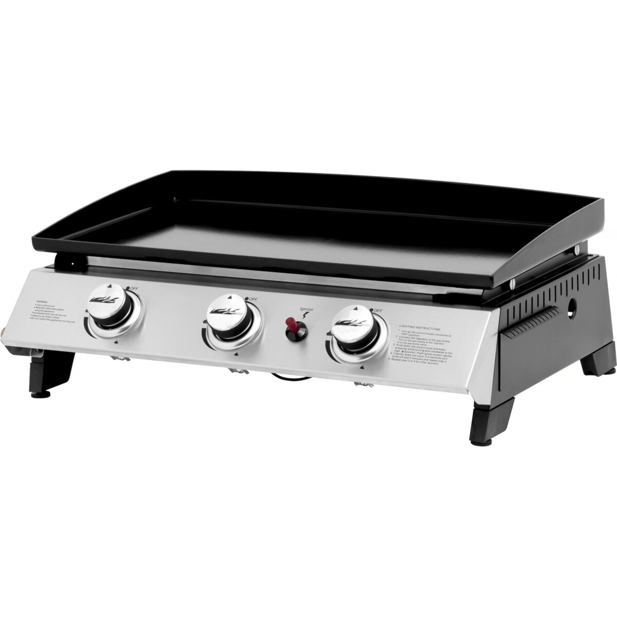 Plancha gaz 3 brûleurs "Jolly" - 7,5 Kw - Gris