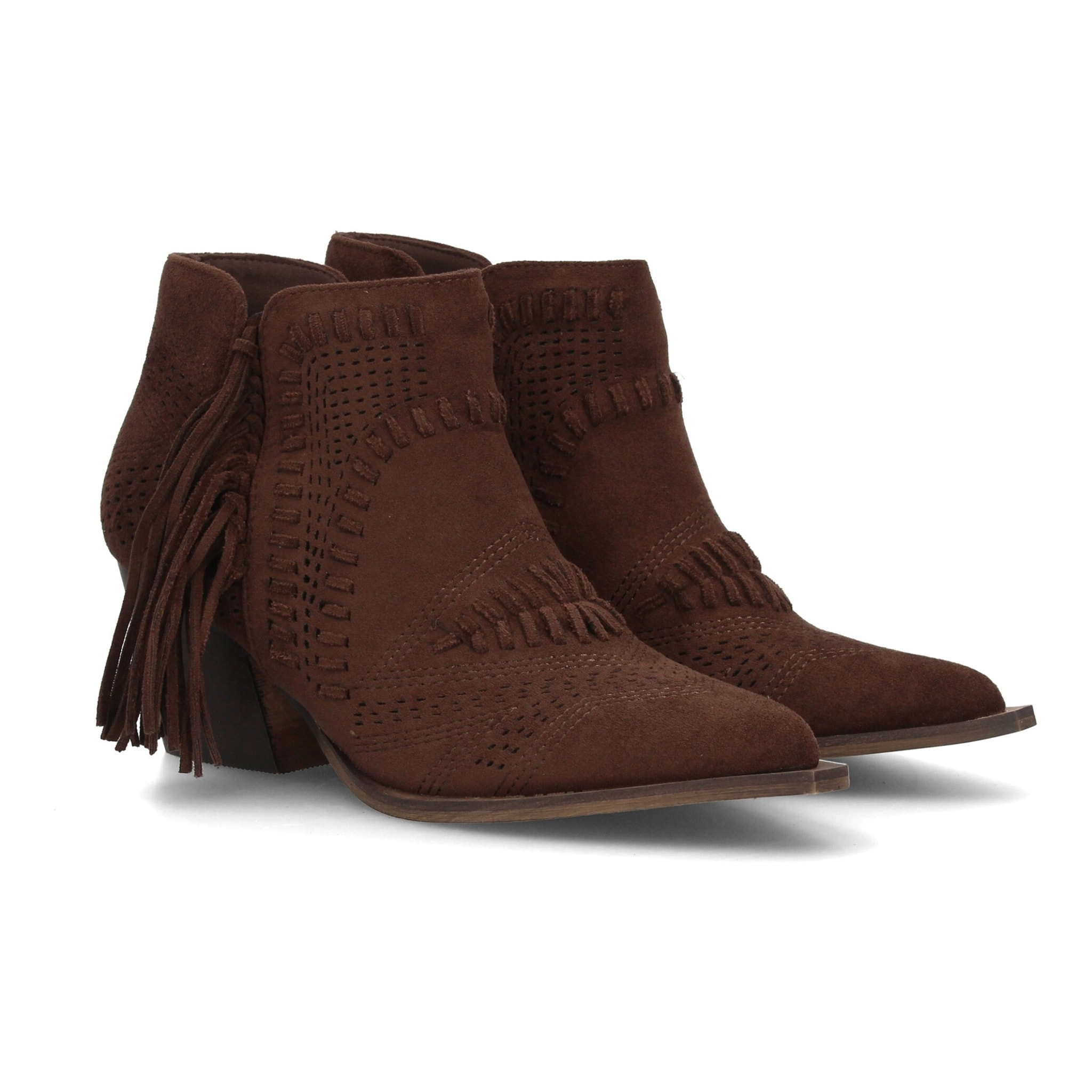 Botín cowboy calado con flecos para mujer