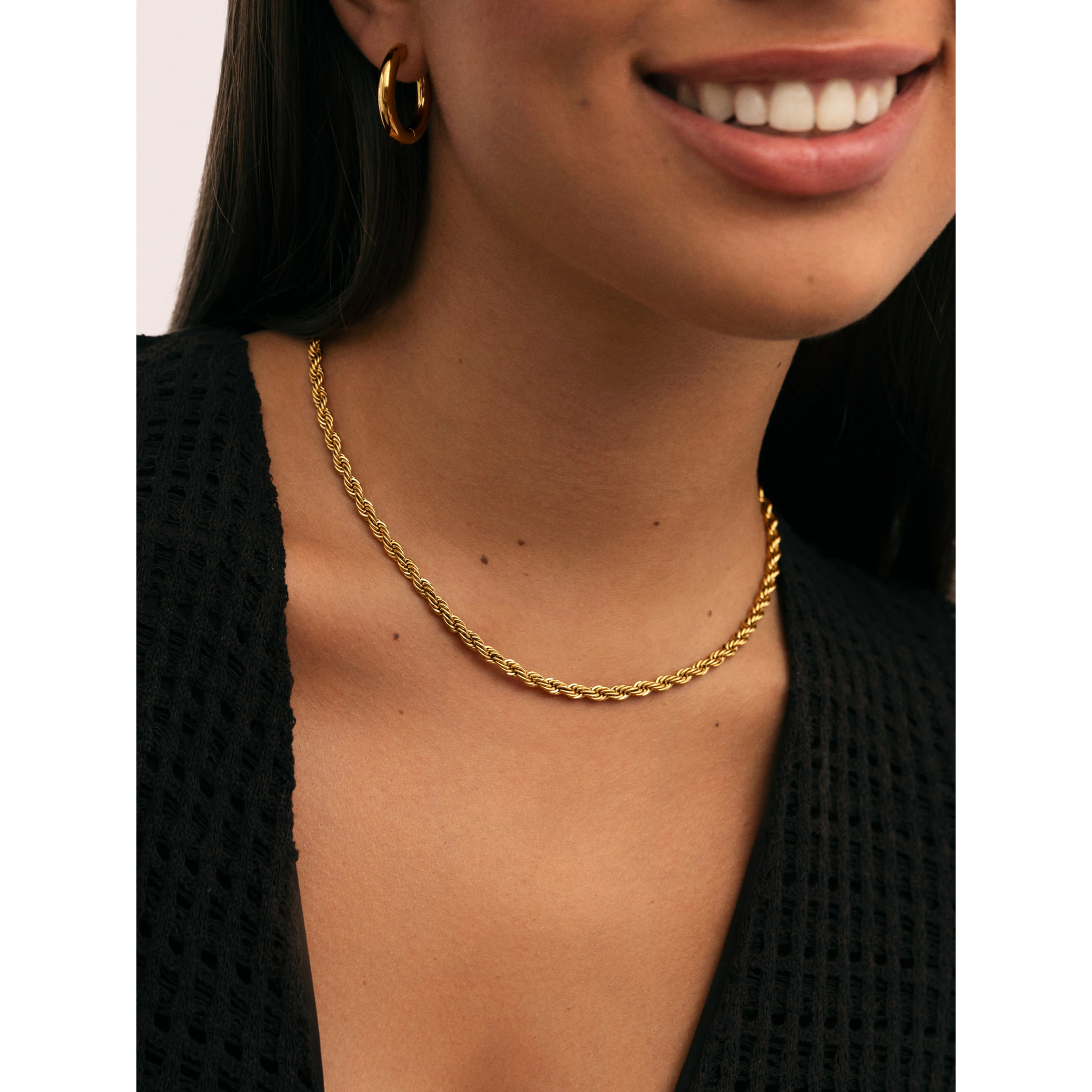 Collar Big Cord Acero Baño Oro