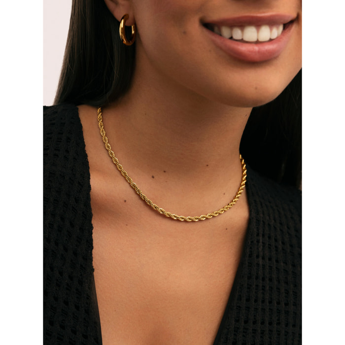 Collar Big Cord Acero Baño Oro