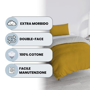 PARURE COPRIPIUMINO NATURAL COLOR SINGOLO - 100% COTONE MADE IN ITALY