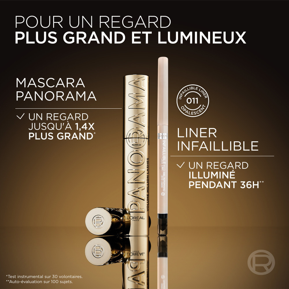 Lot Panorama Volume Millions de Cils Mascara Noir et Infaillible Grip Liner Gel Automatic Opalescent