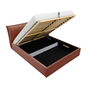 John - lit coffre - 180x200 cm - en velours - sommier inclus - Terracotta