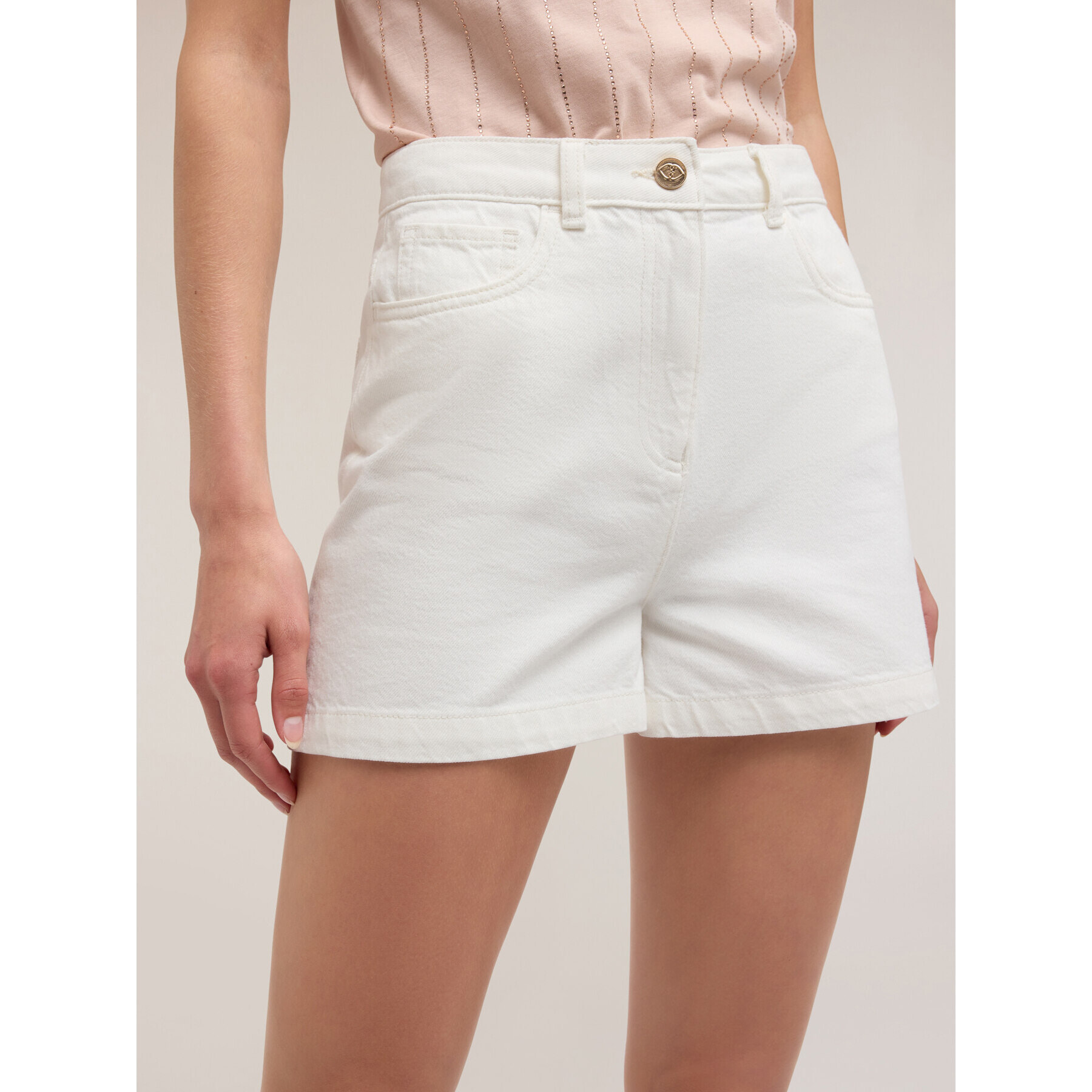 Motivi - Shorts in drill di cotone - Bianco