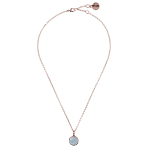 Collana con Pendente con Pietra Naturale Acquamarina Celeste Placcata Oro Rosa 18kt