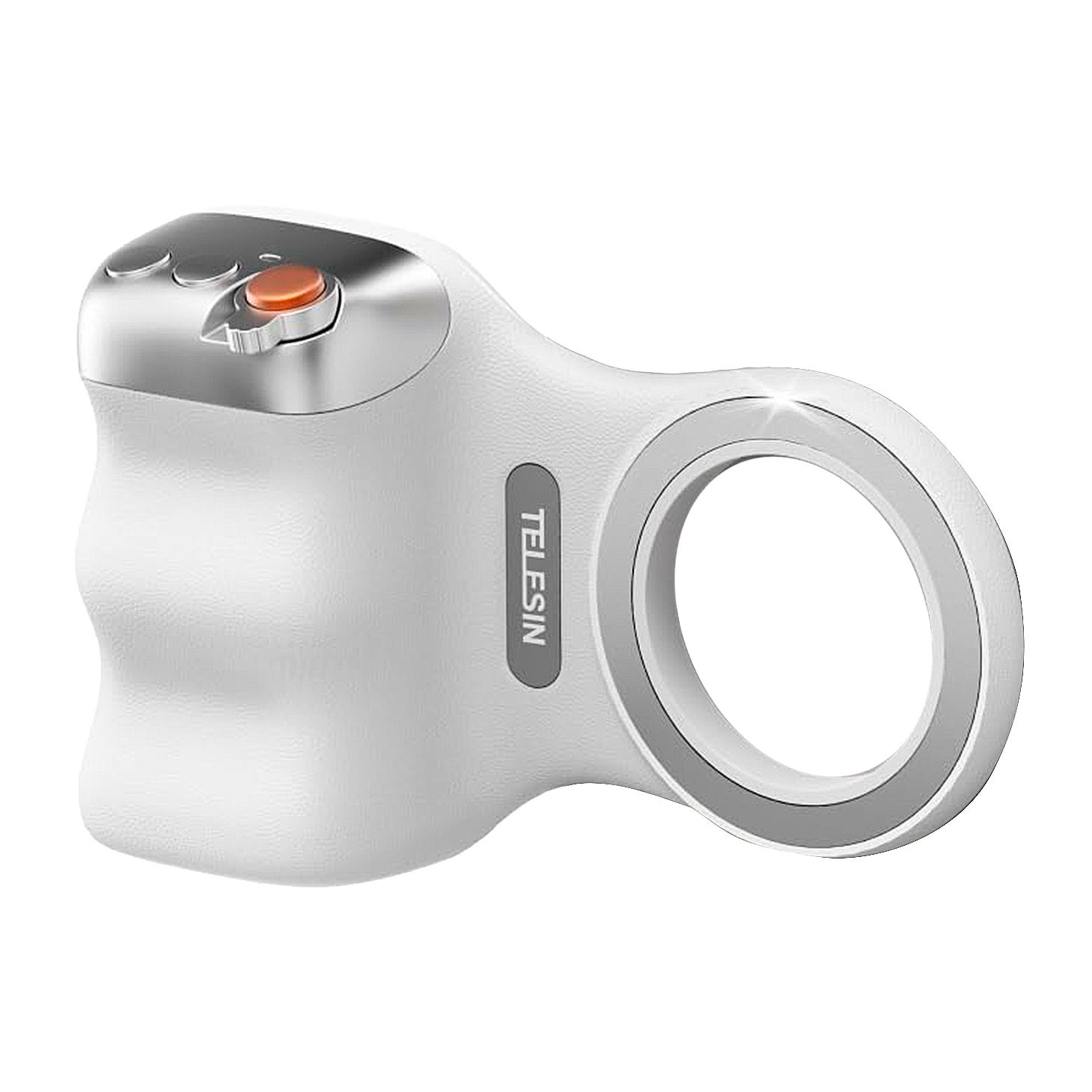 Mango fotográfico magnético para smartphone, control de zoom, botón selfie, disparador y cambio de modos. Con conexión Bluetooth y anillo magnético incluido.