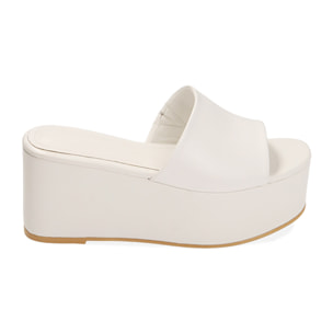 Ciabatte bianche, zeppa 8 cm