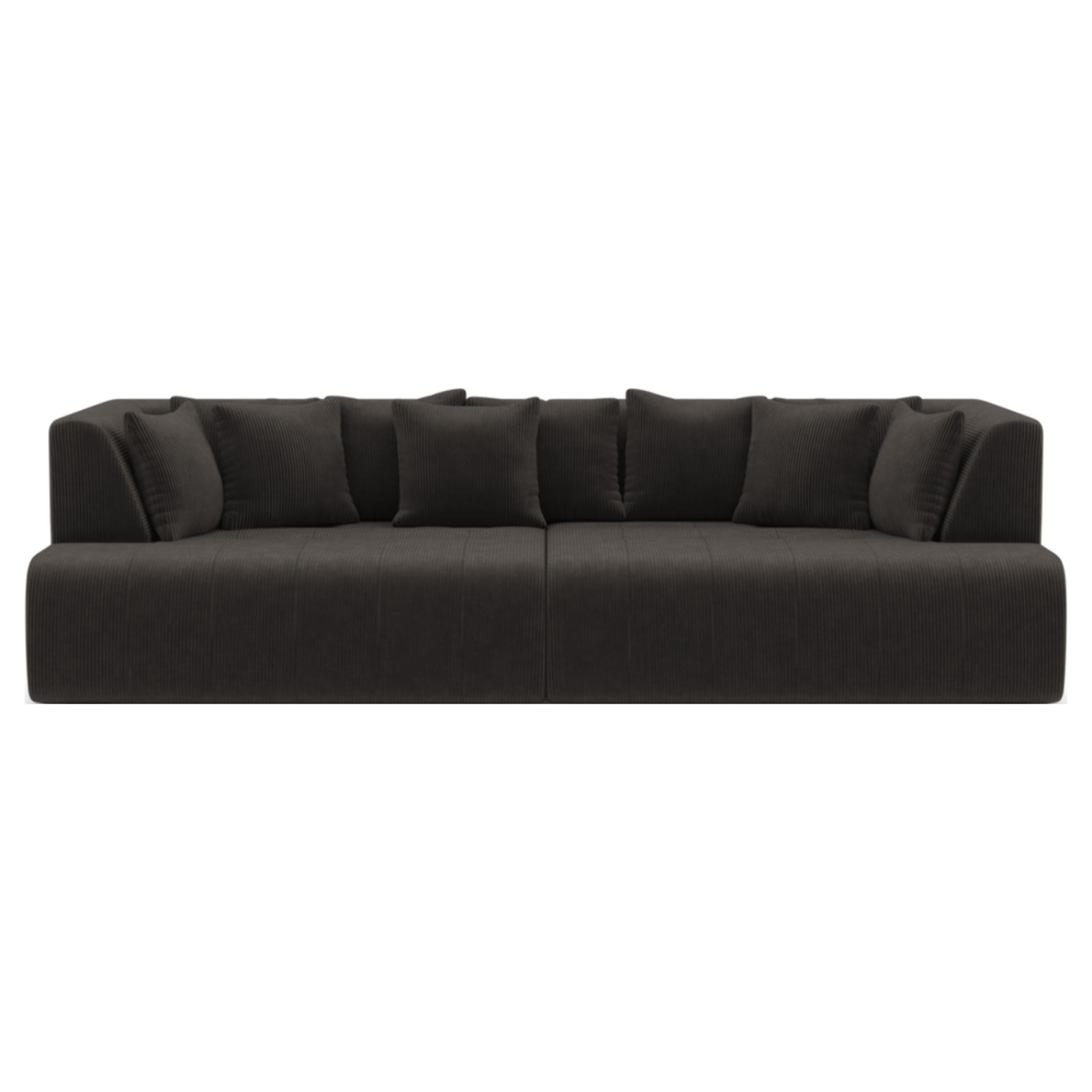 Onyx - canapé droit 4 places avec double méridienne - assise profonde - en velours côtelé - Gris