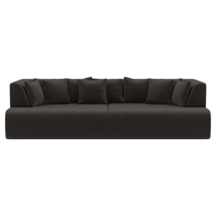 Onyx - canapé droit 4 places avec double méridienne - assise profonde - en velours côtelé - Gris