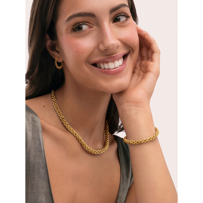 Pack Regalo Collar  Big Rope y Pulsera Big Rope Acero Baño Oro