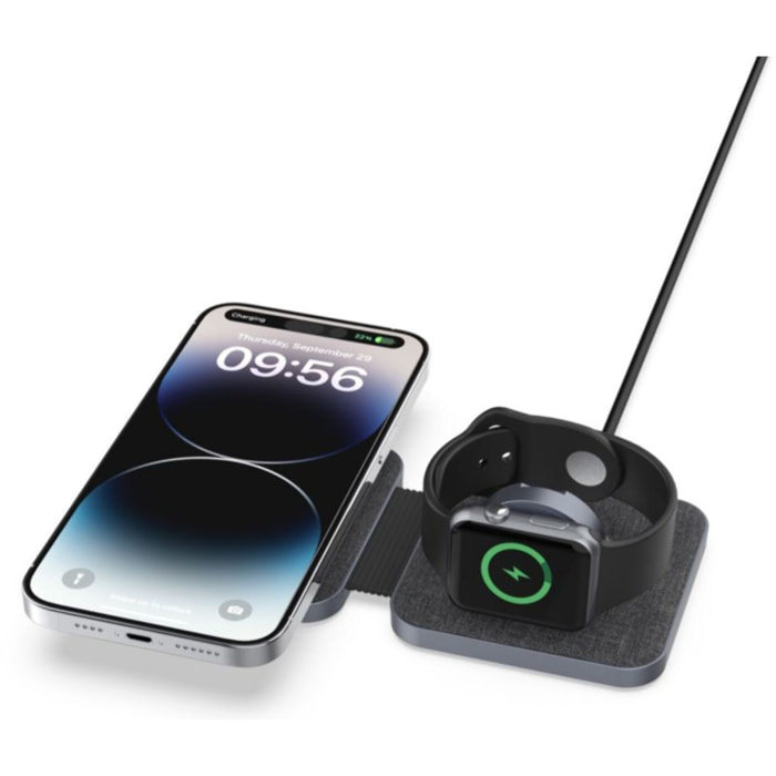 Chargeur ADEQWAT sans fil MagSafe 2 en 1 plat pliable 15W