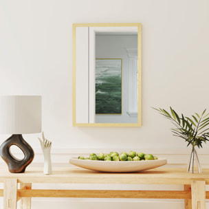 Miroir mural rectangulaire dim. 40L x 60H cm cadre effet bois naturel