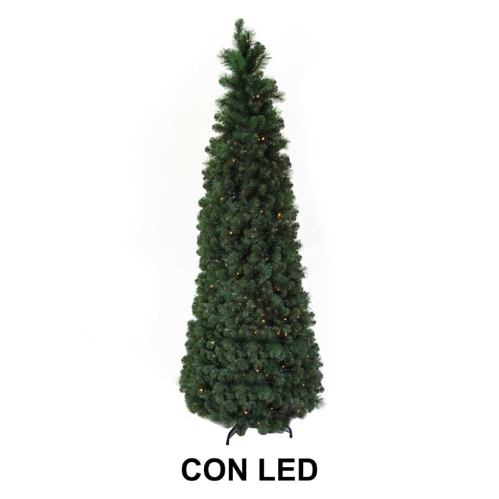 Albero di natale pieghevole verde con 793 rami e 150 led cm ø74h180