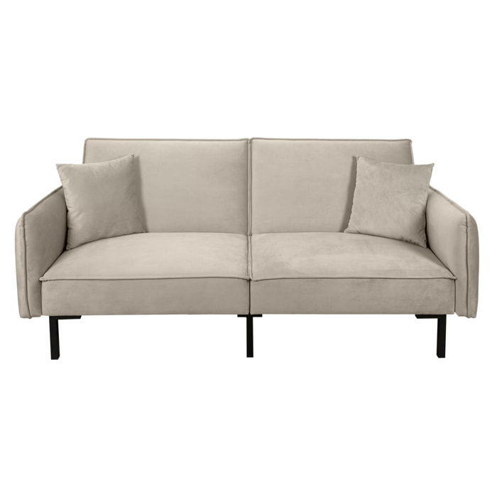 Canape Convertible Velours Taupe