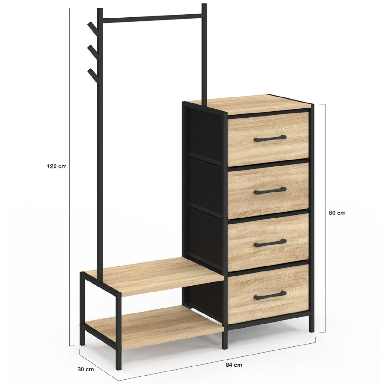 Commode penderie Iris 4 tiroirs