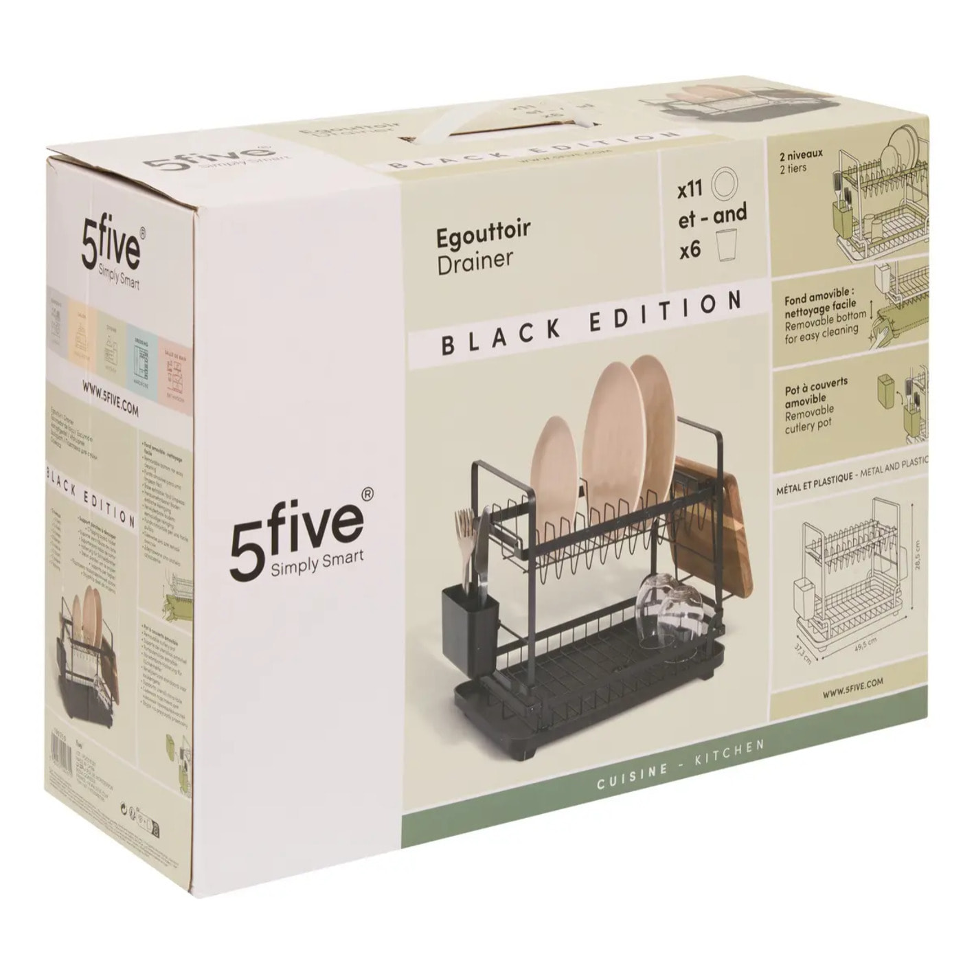 Egouttoir Black edition noir 2 niveaux