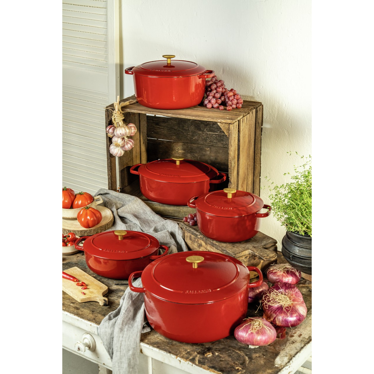Cocotte en fonte, Ovale, Rouge, 33 cm