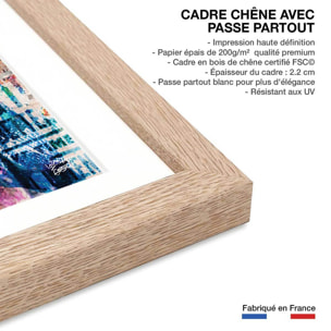 Affiche illustration graffiti chaplin Affiche + cadre en bois - Chêne