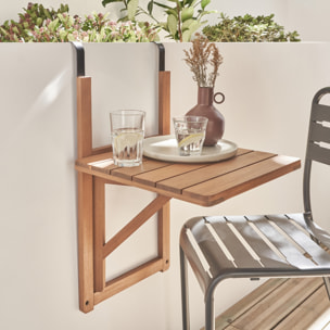 Table d'appoint en bois pour balcon. carrée. rabattable. hauteur ajustable