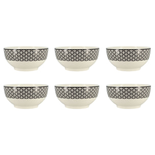 Lot de 6 bols en porcelaine - 3 décors assortis 50cl GRAPHIK