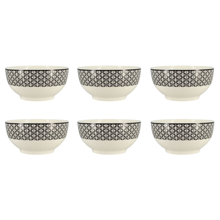 Lot de 6 bols en porcelaine - 3 décors assortis 50cl GRAPHIK