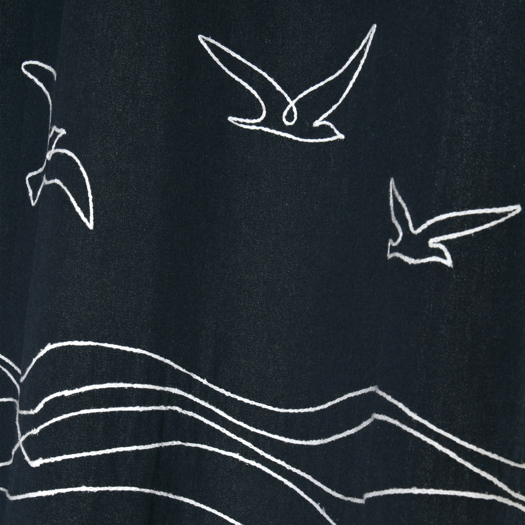 Rideau tamisant polycoton à œillets motif bord de mer - Bleu Marine