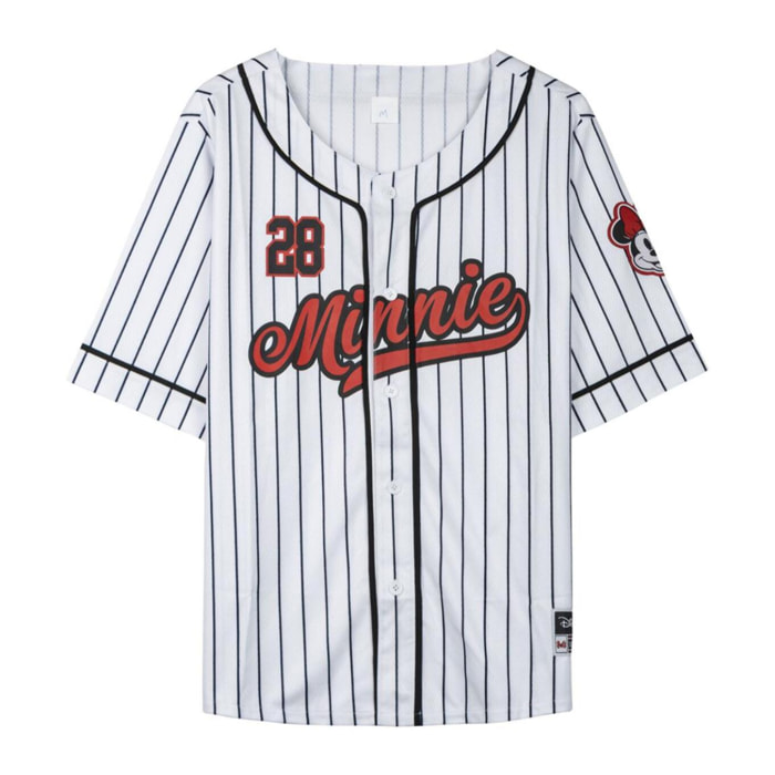 Camiseta Corta Baseball Minnie Mouse - Color Blanco