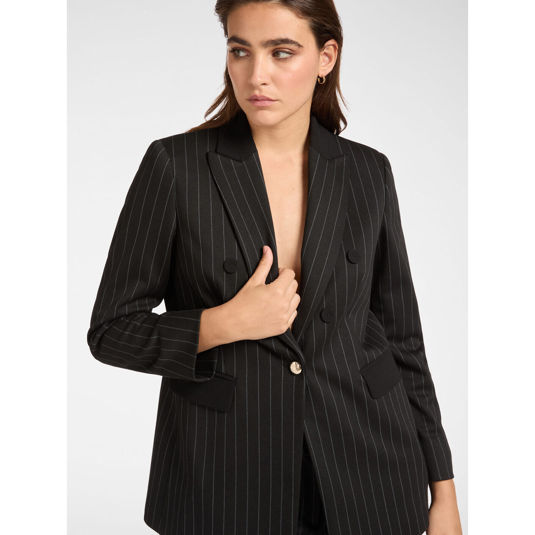 Elena Mirò - Blazer de tela de cuadros diplomáticos - Negro