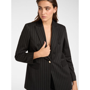 Elena Mirò - Blazer de tela de cuadros diplomáticos - Negro