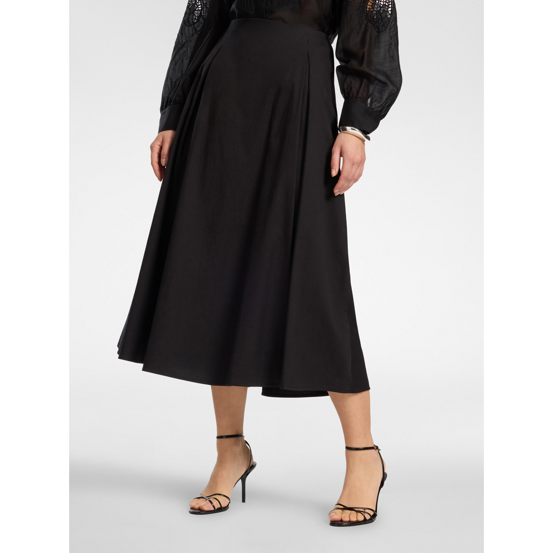 Elena Mirò - Falda midi de línea en A - Negro