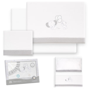Triptico Minicuna Franela Oso Elefante Globos Bco/Gris